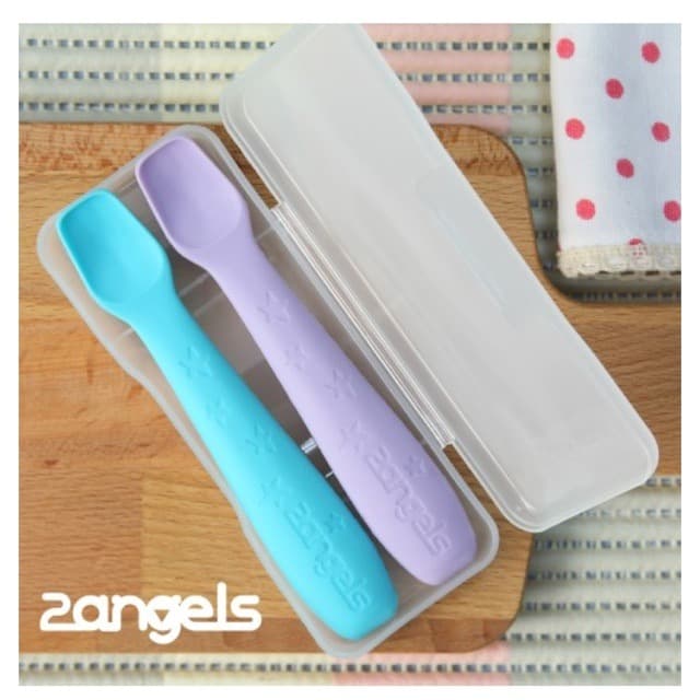 2Angels Silicone Baby Spoon - Starry Aqua & Purple