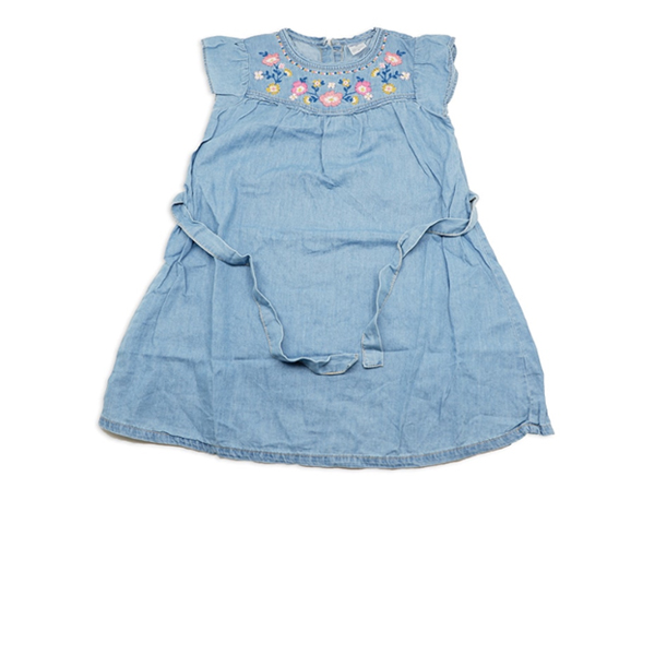 Carters Bordir Flower Dress in Denim