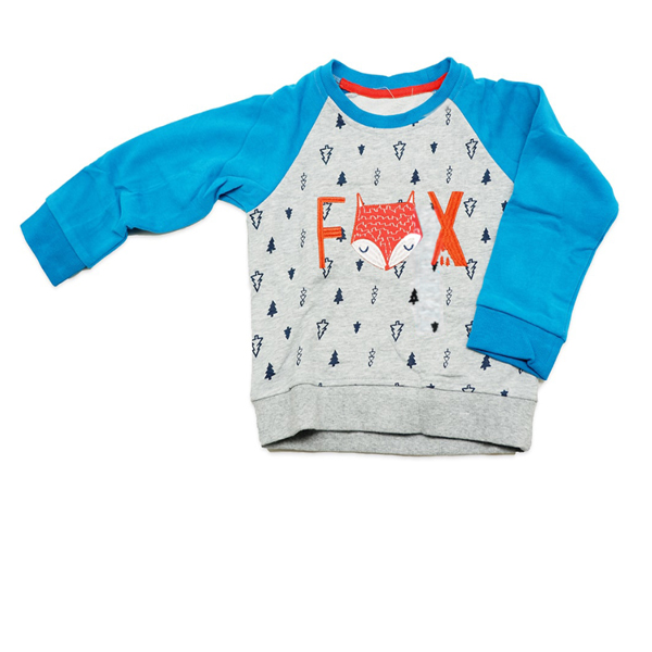 Faded Glory Fox Sweater in Grey Blue