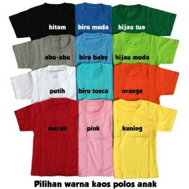 Baju Kaos Anak Polos Size - L