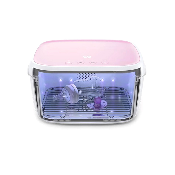 59S UVC LED Milk Bottle Sterilizing Box - T5 Pink With Battery