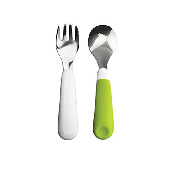 OXO Tot Fork & Spoon Set Green