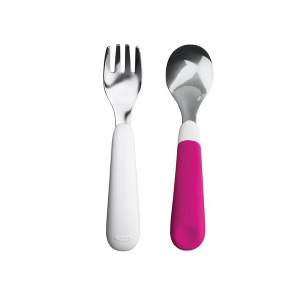 OXO Tot Fork & Spoon Set Pink