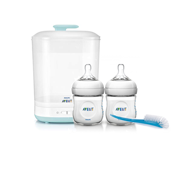 Avent Gift Set (2in1 Electric Steam Steriliser + Bottle Natural White 2x125ml + Botlle & Nipple Brush)