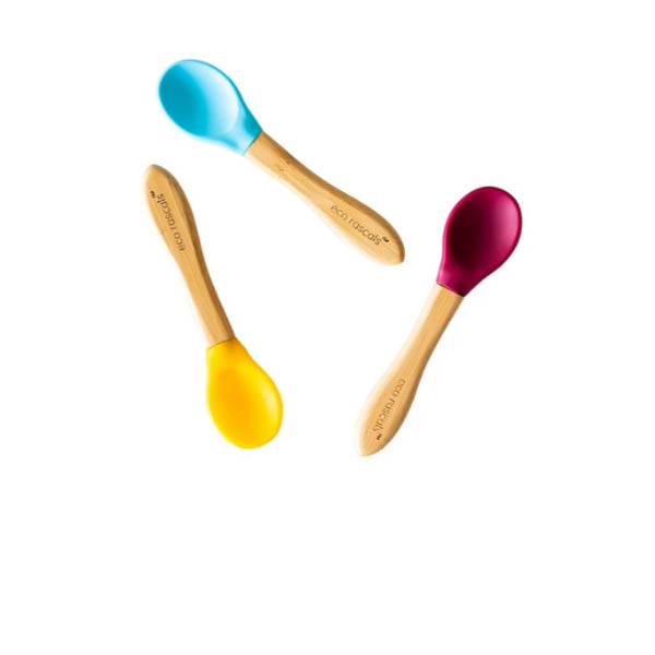 Ecorascals Bamboo Spoon Set - Kuning/Biru/Ungu