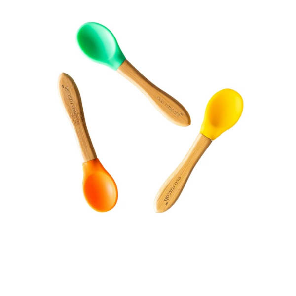 Ecorascals Bamboo Spoon Set - Kuning/Orange/Hijau