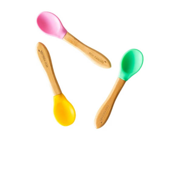 Ecorascals Bamboo Spoon Set - Kuning/Pink/Hijau