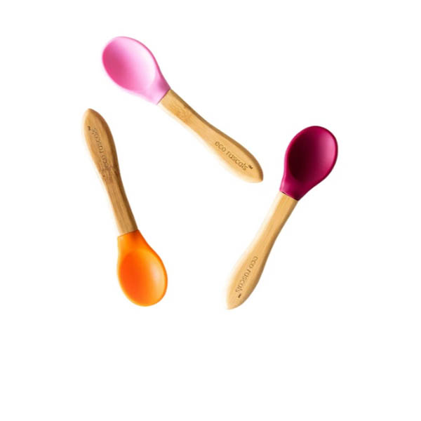 Ecorascals Bamboo Spoon Set - Orange/Pink/Ungu