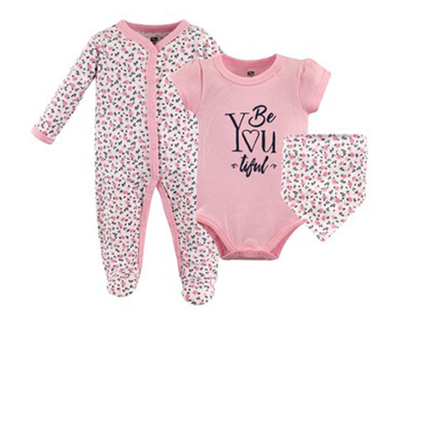 Hudson Baby 3pc Layette Set 6-9m - Beyoutiful Flower