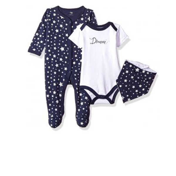 Hudson Baby 3pc Layette Set 3-6m - Navy/White