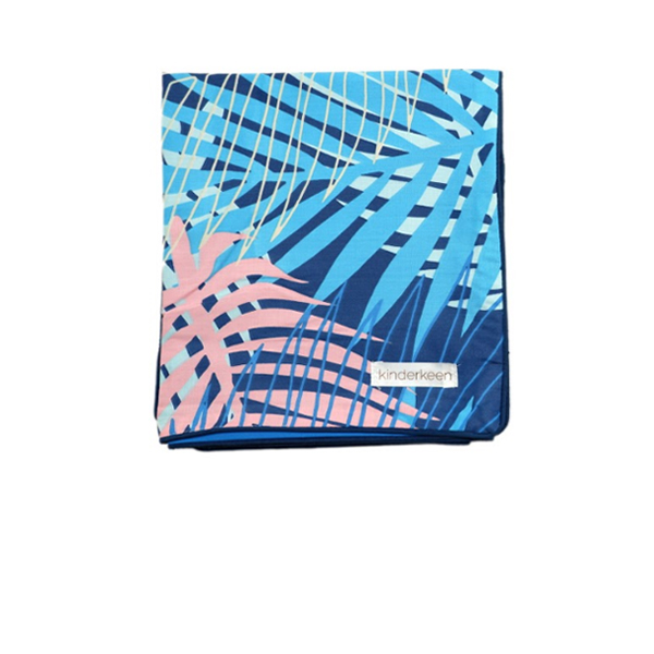 KinderKeen Waterproof Mat Travel Size - Palm Leaf Navy