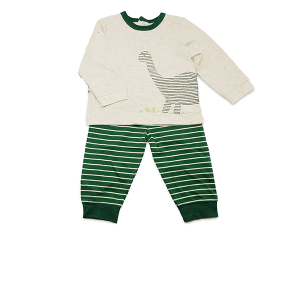 Little Me Dino Pajamas Green