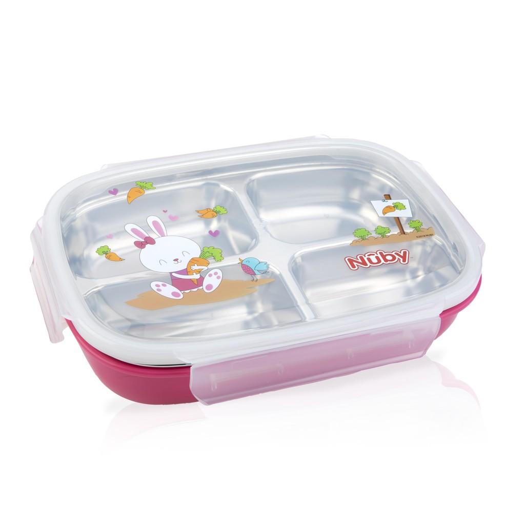 Nuby Stainless Steel Lunchbox 4comp - Pink