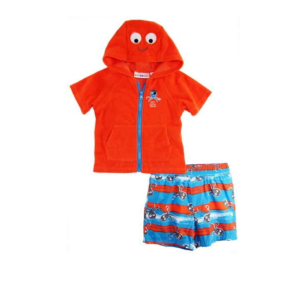 Wippette Kids Swim Trunk & Cover-Up Orange Octopus 24m