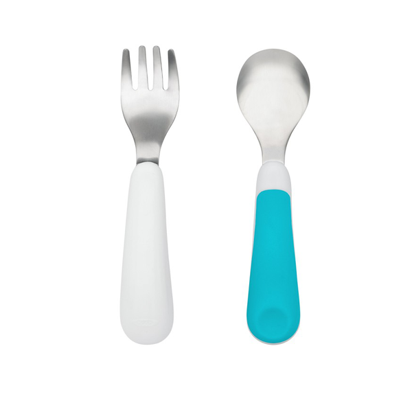 OXO Tot Fork & Spoon Set Aqua