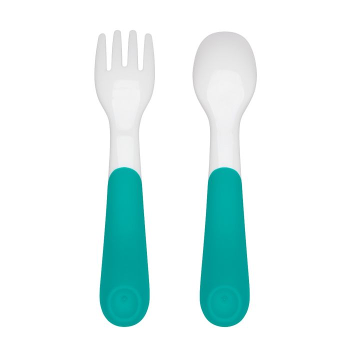 OXO Tot On-The-Go Plastic Fork & Spoon Set With Travel Case - Teal