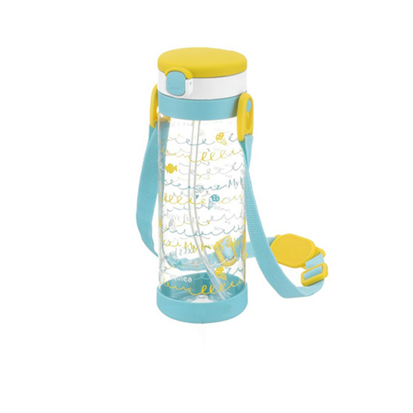 Richell Aqulea Clear Straw Bottle Mug 450ml - Yellow