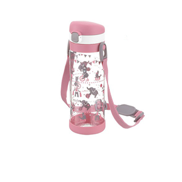 Richell Aqulea Clear Drinking Bottle Mug 450ml - Pink Carnival