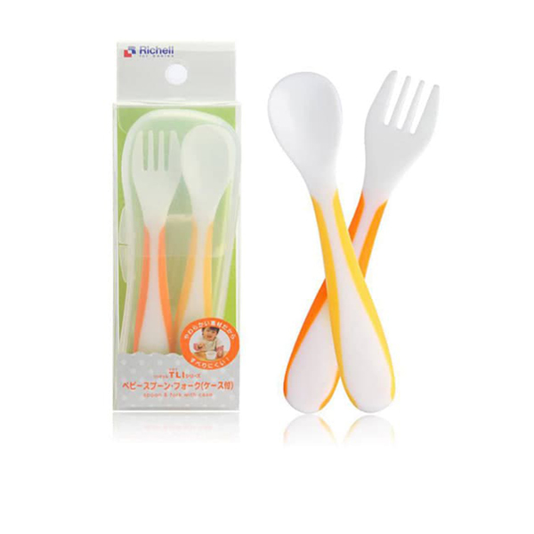 Richell UF Baby Spoon & Fork With Case