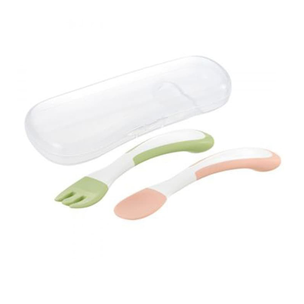 Richell TLI Easy Grip Spoon & Fork with Case