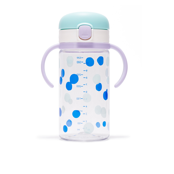 Richell Aqulea Clear Drinking Bottle Mug 320ml - Polkadot Purple