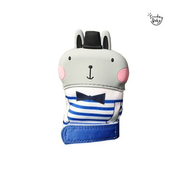 Sunday Baby Food Grade Silicone Teether Mitt - Mr. Bunny