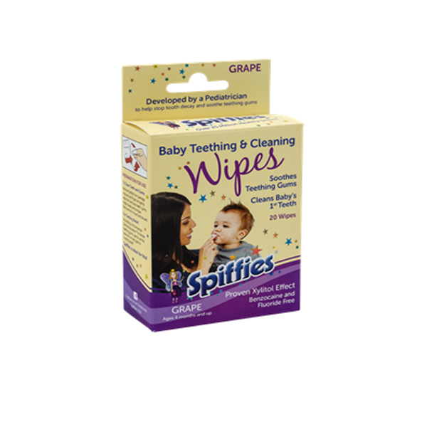 Spiffies Baby Teething & Cleaning Wipes - Grape