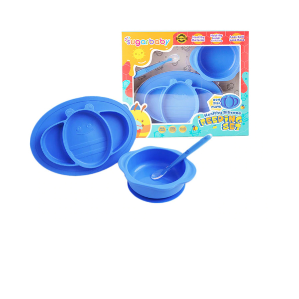 Sugar Baby Silicone Feeding Set 3pcs - Blue