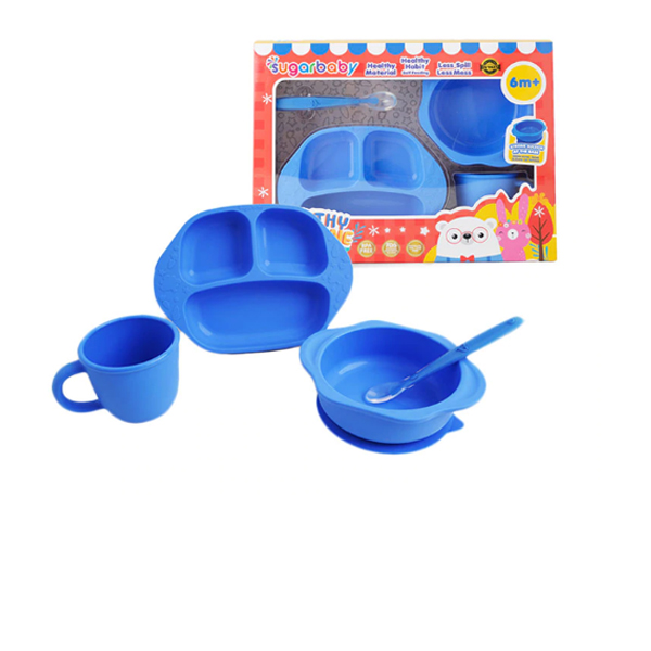 Sugar Baby Silicone Feeding Set 4pcs - Blue