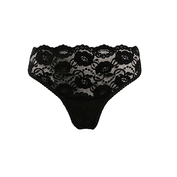 Carriwell Lace Stretch Panties G String Black - L