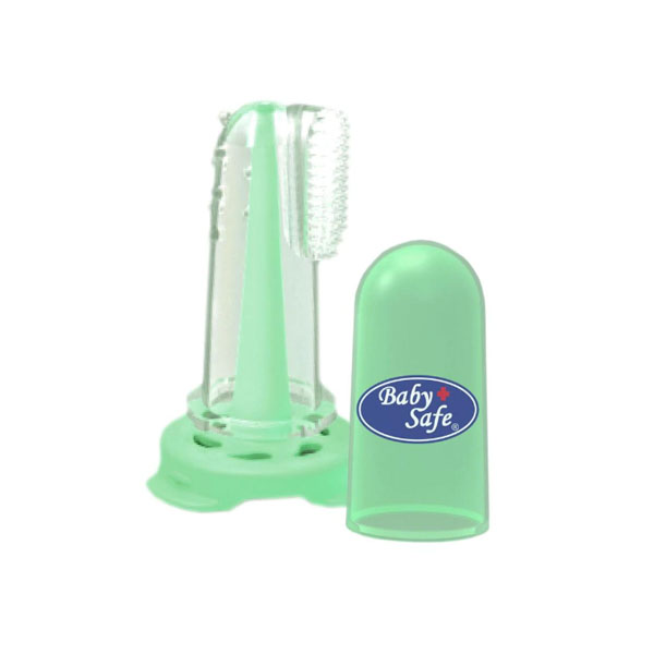 Baby Safe Finger Toothbrush With Drying Rack - Green