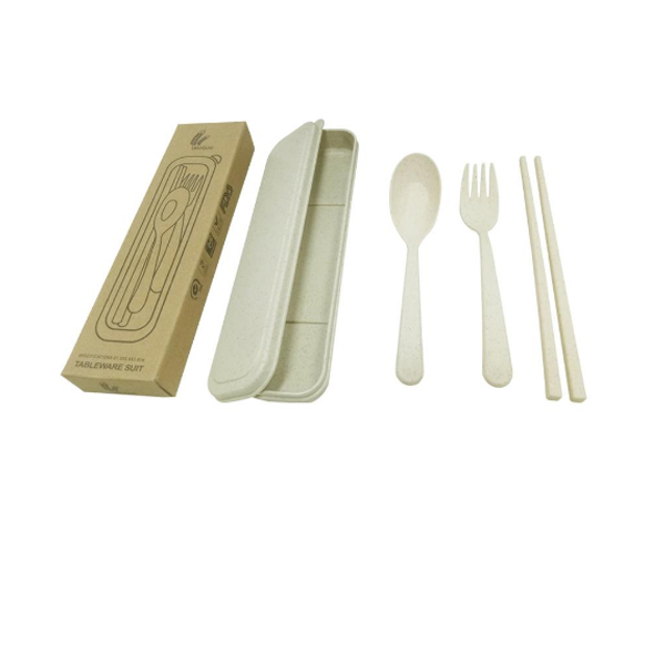 Wheat Utensils with Case - Beige