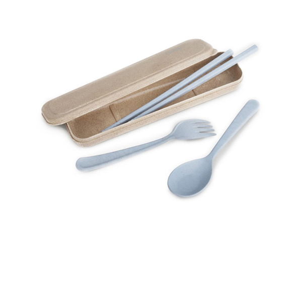 Wheat Utensils with Case - Blue