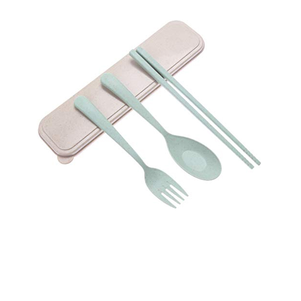 Wheat Utensils with Case - Green