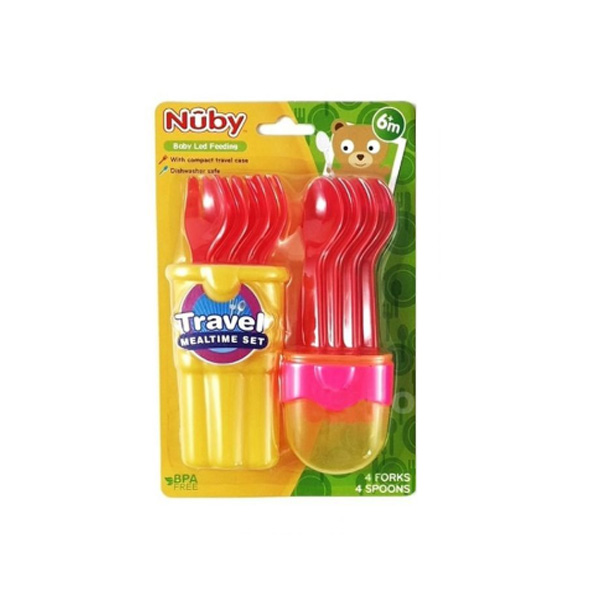 Nuby Travel Mealtime Set - Yellow/Pink