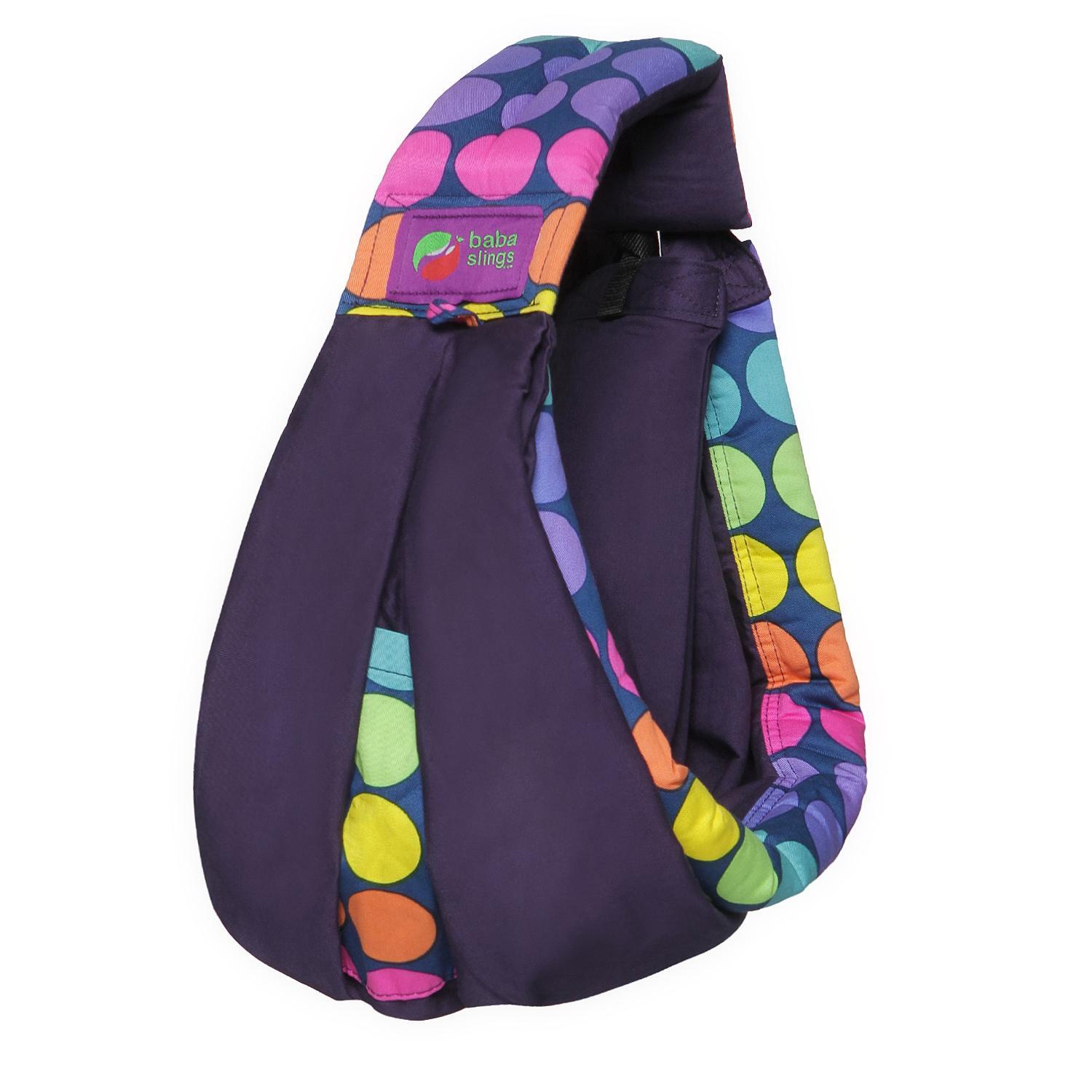 Baba Slings Rainbow Dot Navy