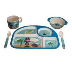 Bamboo Kids 5 Piece Blue Pirate Dinnerware Set