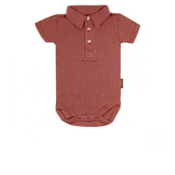 Little Palmerhaus Bodysuit Collar Boy 3m - Brick