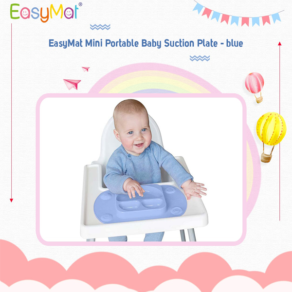 EasyMat Mini Portable Baby Suction Plate - Blue