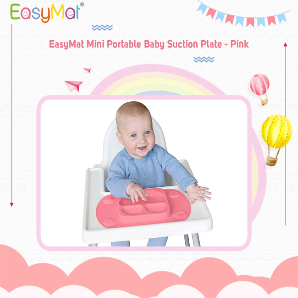 EasyMat Mini Portable Baby Suction Plate - Pink