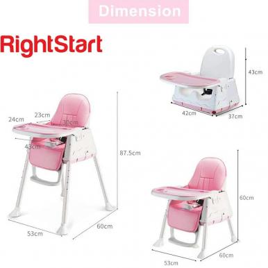 Right Start 4in1 Baby High Chair HC-2372 - Rose Pink