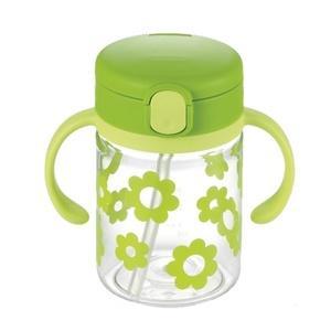 Richell Clear Straw Bottle Mug 200 Flower Green