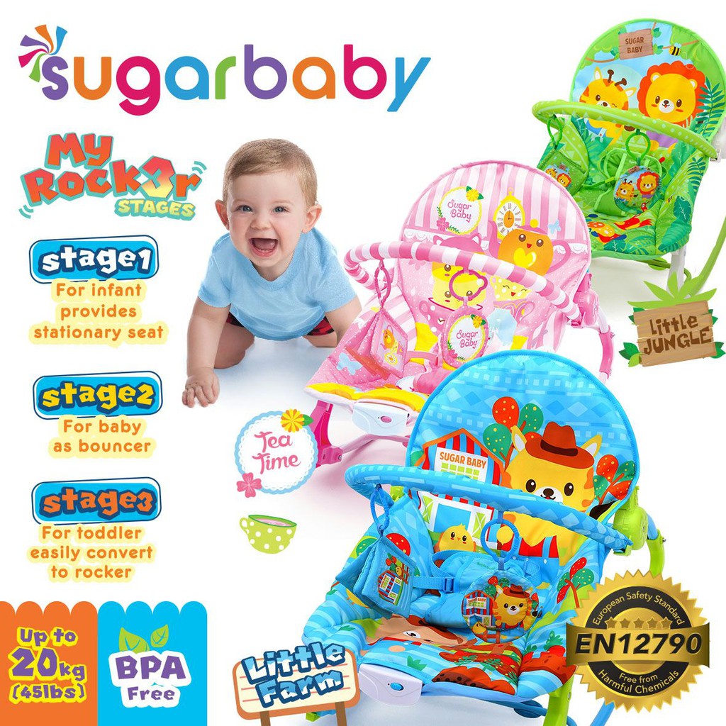 Sugar Baby My Rockers 3 Stages Baby Bouncer - Little Farm