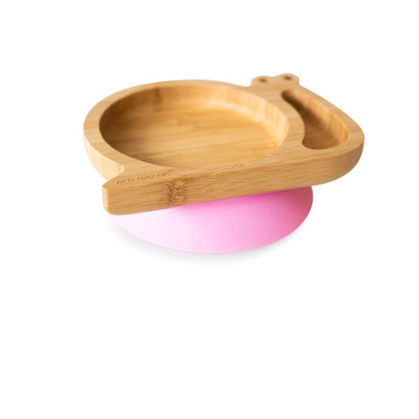 Ecorascals Bamboo Snail Plate - Pink