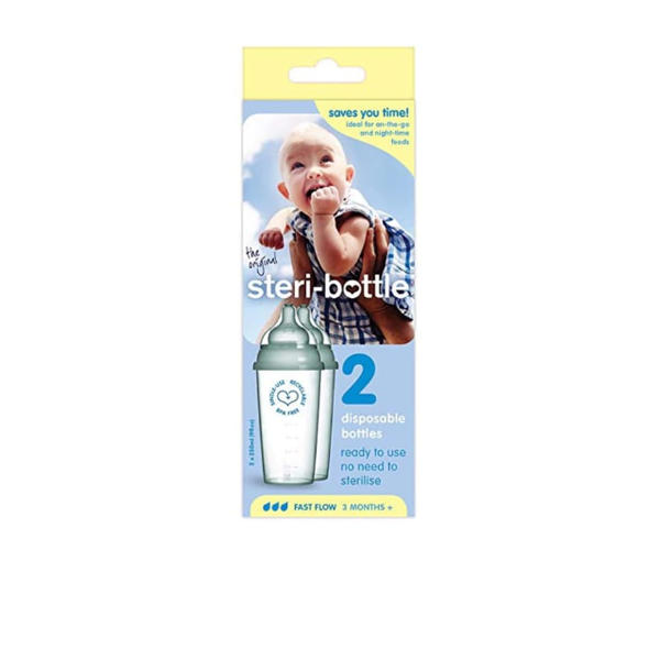 Steri Bottle Disposable Baby Bottle Fast Flow Nipple 2 x 250ml