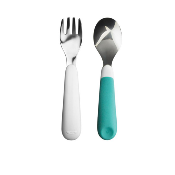 OXO Tot Fork & Spoon Set Teal