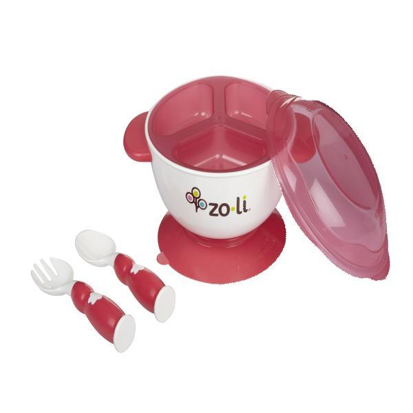 Zoli Stuck Suction Feeding Bowl Kit - Pink